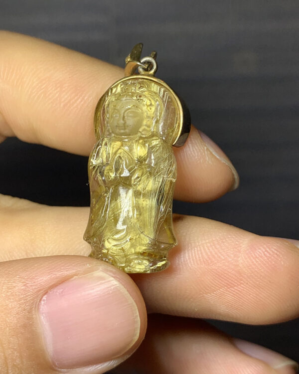 Mặt Dây Quan Âm Tóc Vàng 9 gram