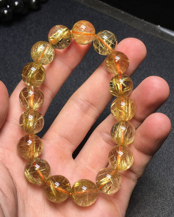 Vòng Tay Tóc Vàng Chất Đá Trong 12 mm