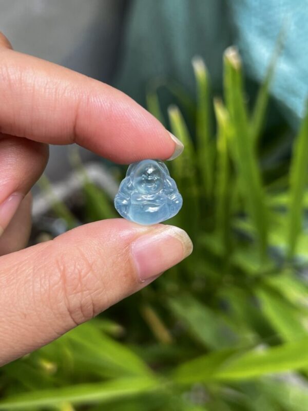 Mặt Dây Phật Di Lặc  Aquamarine
