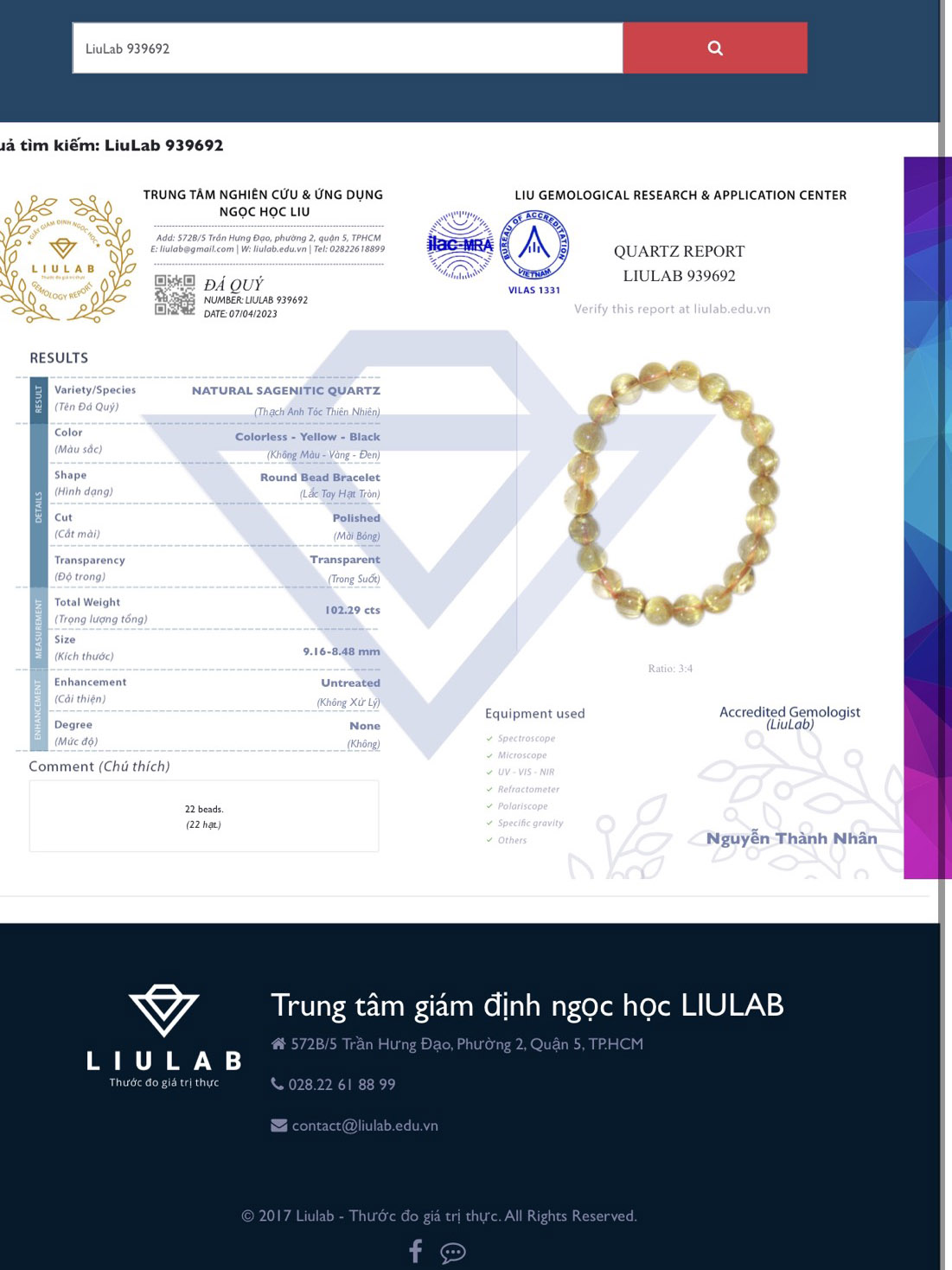 Vòng Tay Thạch Anh Tóc Vàng