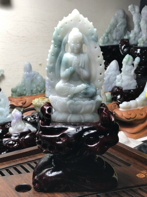 V220 Như Lai Đại Nhật cẩm thạch A Myanmar ( hoa bay) - Hình ảnh 4
